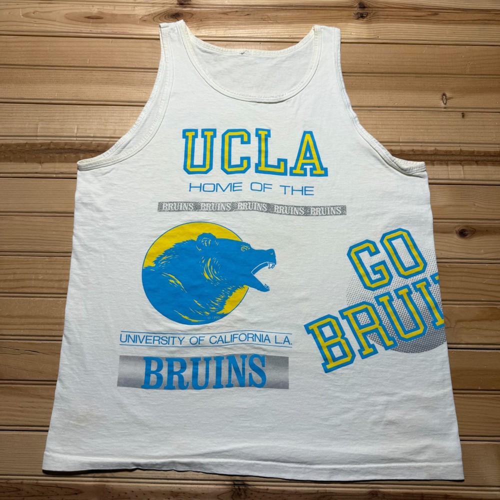 Vintage 90s UCLA University of California Bruins Athletic AOP Tank Top Shirt XL
