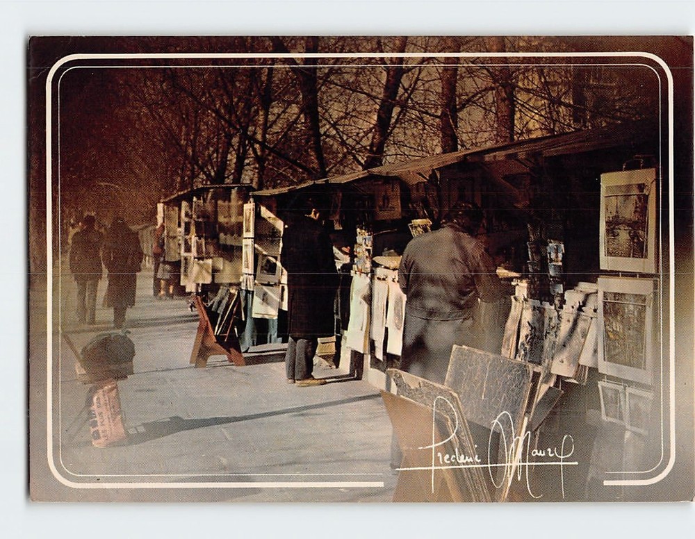 Postcard Bouquinistas sur les quais La Seine Paris France