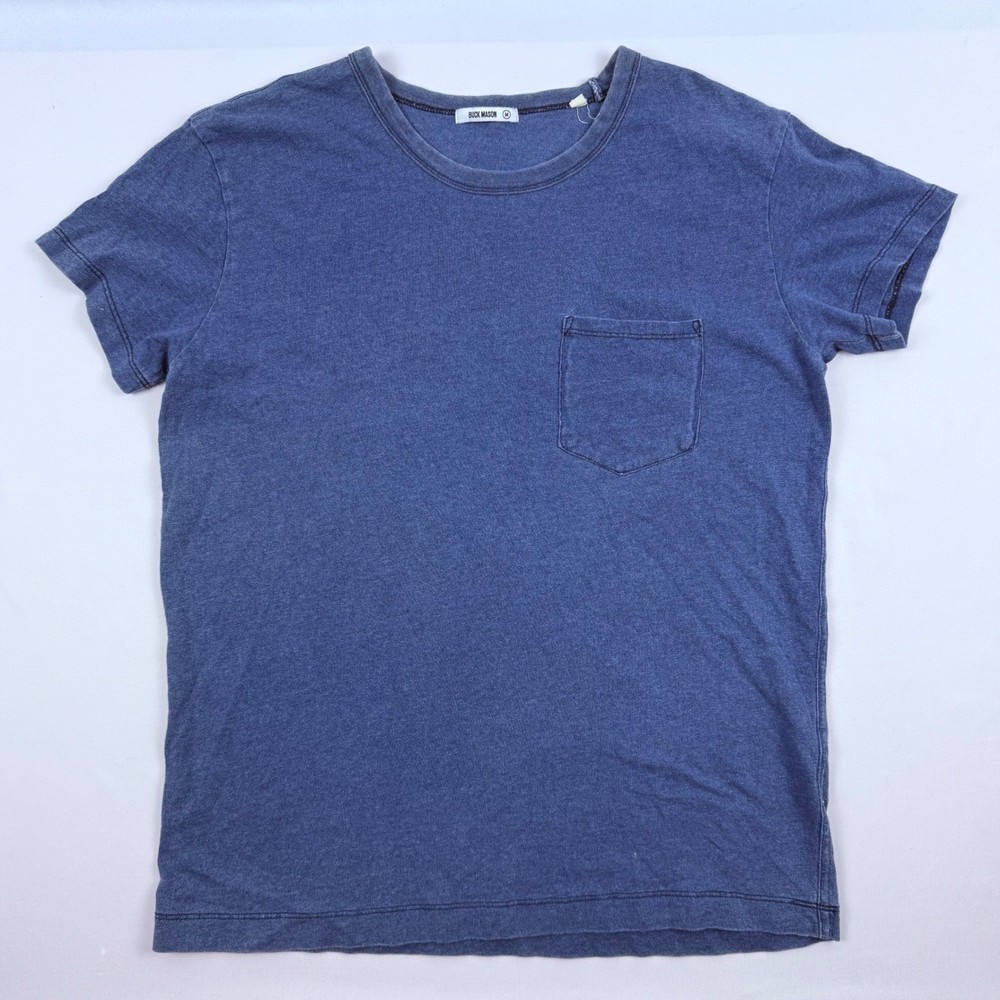 Buck Mason Mens Slub Cotton Pocket Tee Indigo Blue BM11003.328 Size M