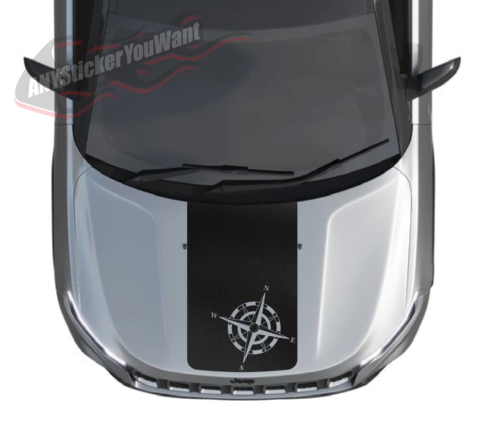 Jeep Compass 2017-2024 Blackout Hood Decal with Compass Rose
