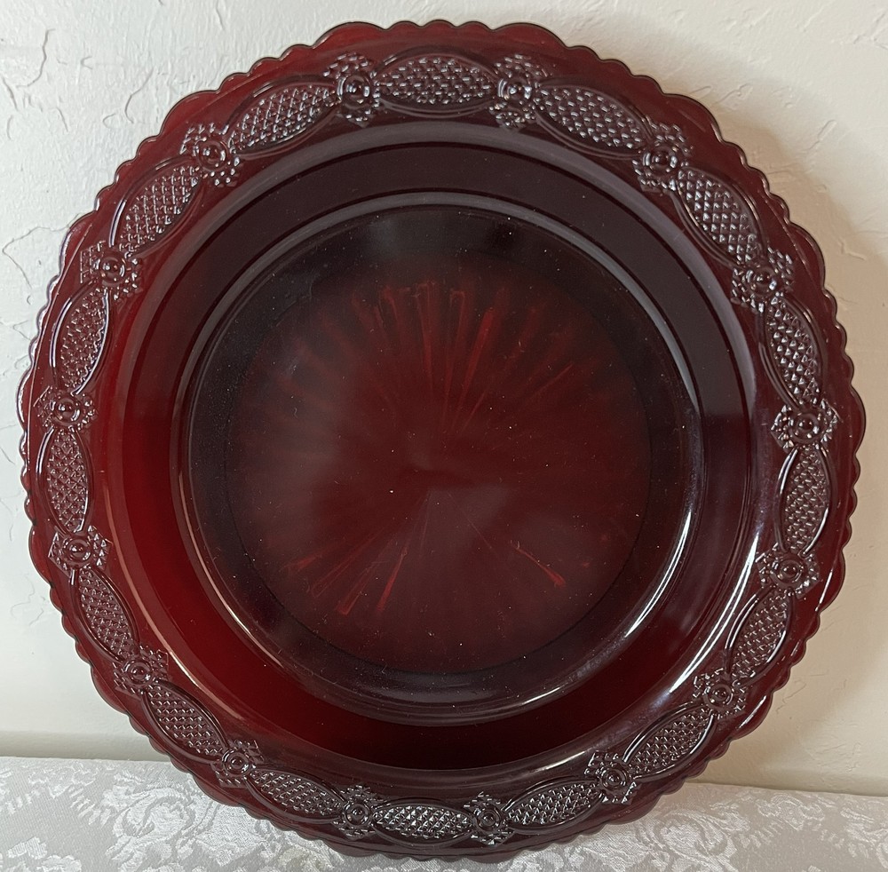 Avon Ruby Red 1876 Cape Cod Glass Pie Plate By Wheaton Glass NO OVEN use