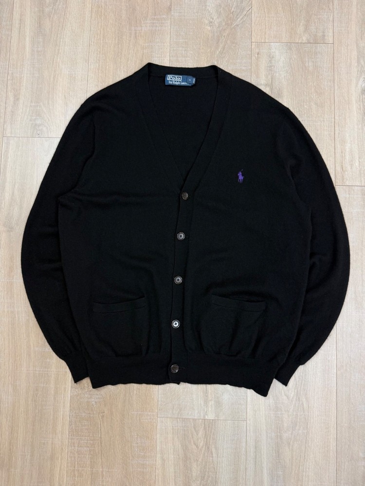 VIntage 90s Polo Ralph Lauren Wool Cardigan Black Size L