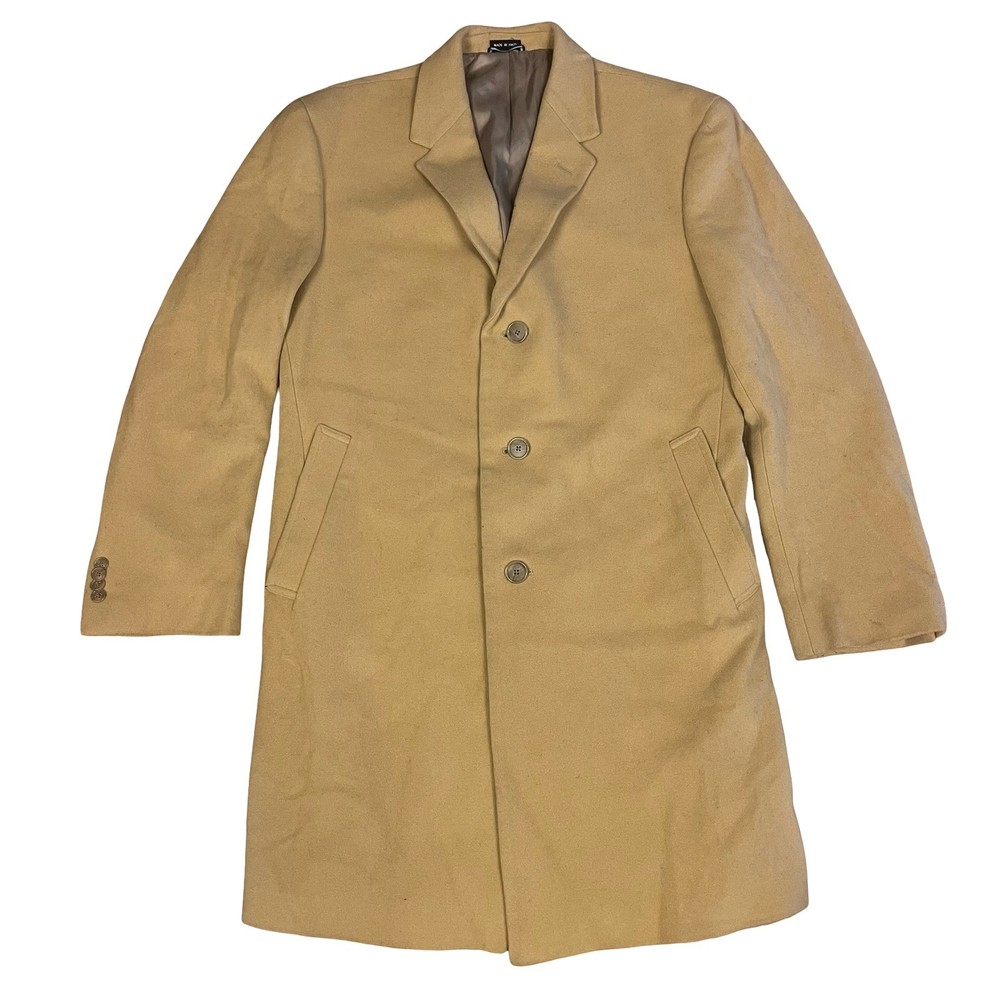 Tommy Hilfiger Mens 42R Wool Cashmere Blend Overcoat Camel Tan Car Coat Jacket
