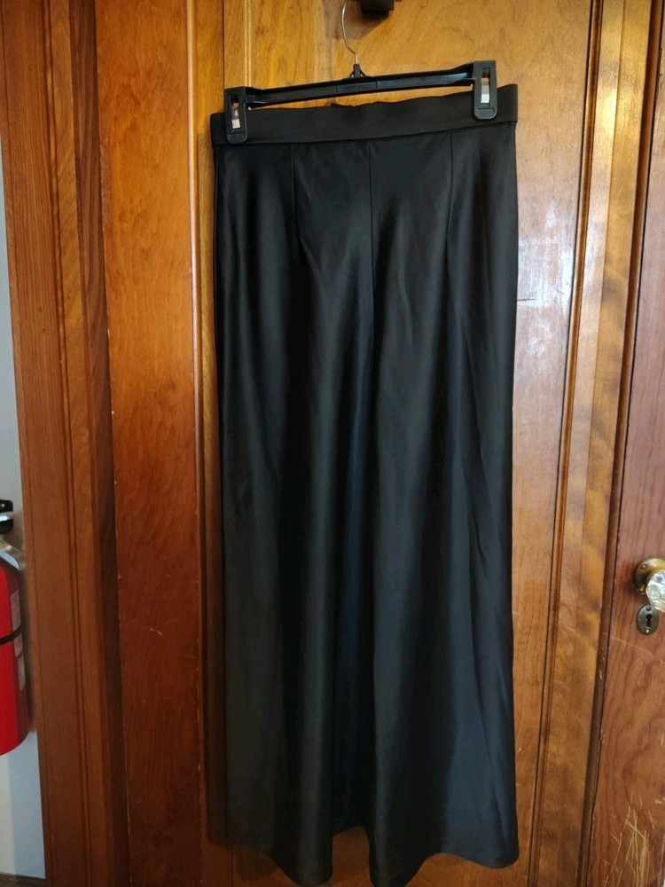 NWT Zara Satin Effect High Rise Black Midi Skirt Women's Size XS NWT