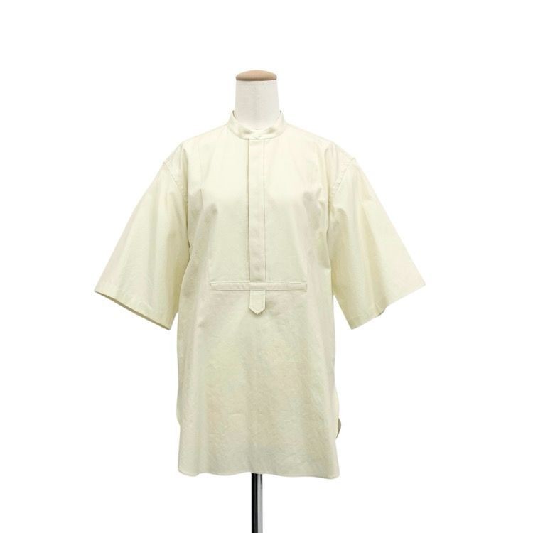 @AURALEE WASHED FINX TWILL HALF SLEEVED P/O SHIRT Stand Neck Pullover Shirt