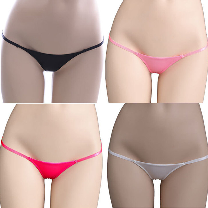 Ladies' Lingerie Mini Underwear Thong Briefs G-String Ice Silk Transparent Sol