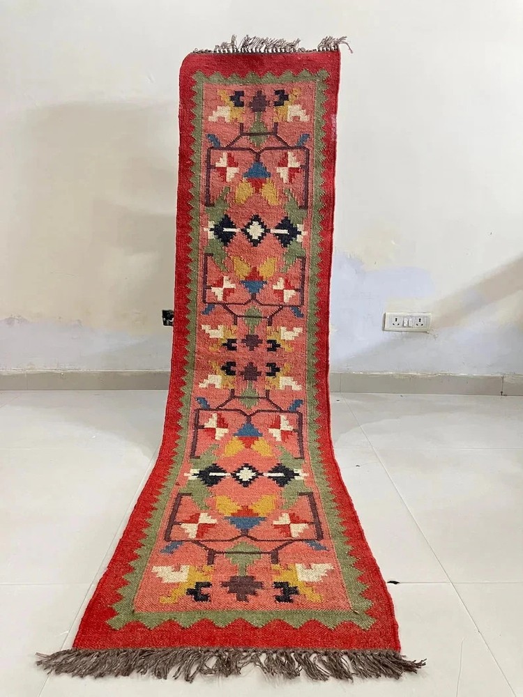 navajo runner Handmade Wool Jute Vintage moroccan Rug Kilim Rug Aztec rug stair