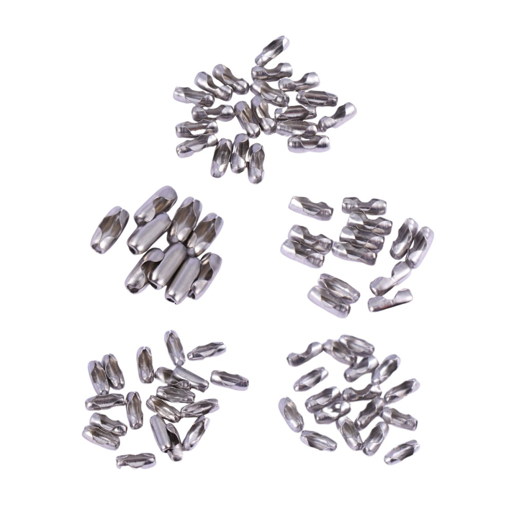 100 Pcs Stainless Steel Waist Buckle Clasp Ball Chain Connectors