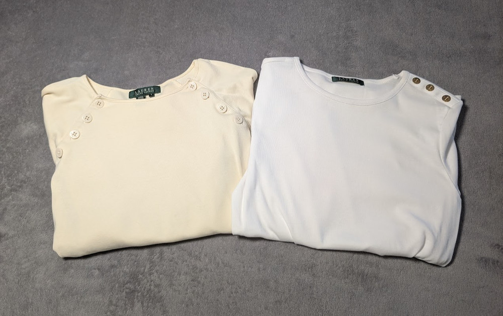 LOT OF 2 Lauren By Ralph Lauren Long Sleeve Womens Tops Size Large - GOOD