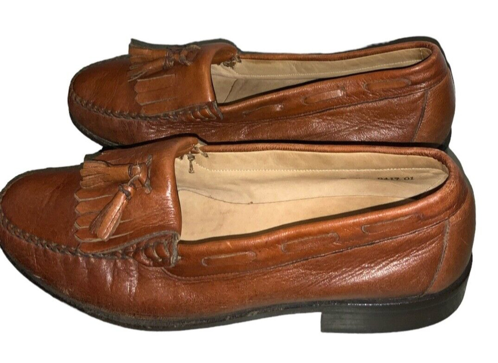Men's VIntage BALLY Switzerland PRESTON Cognac Brown Leather Tassel Loafers Sz 7
