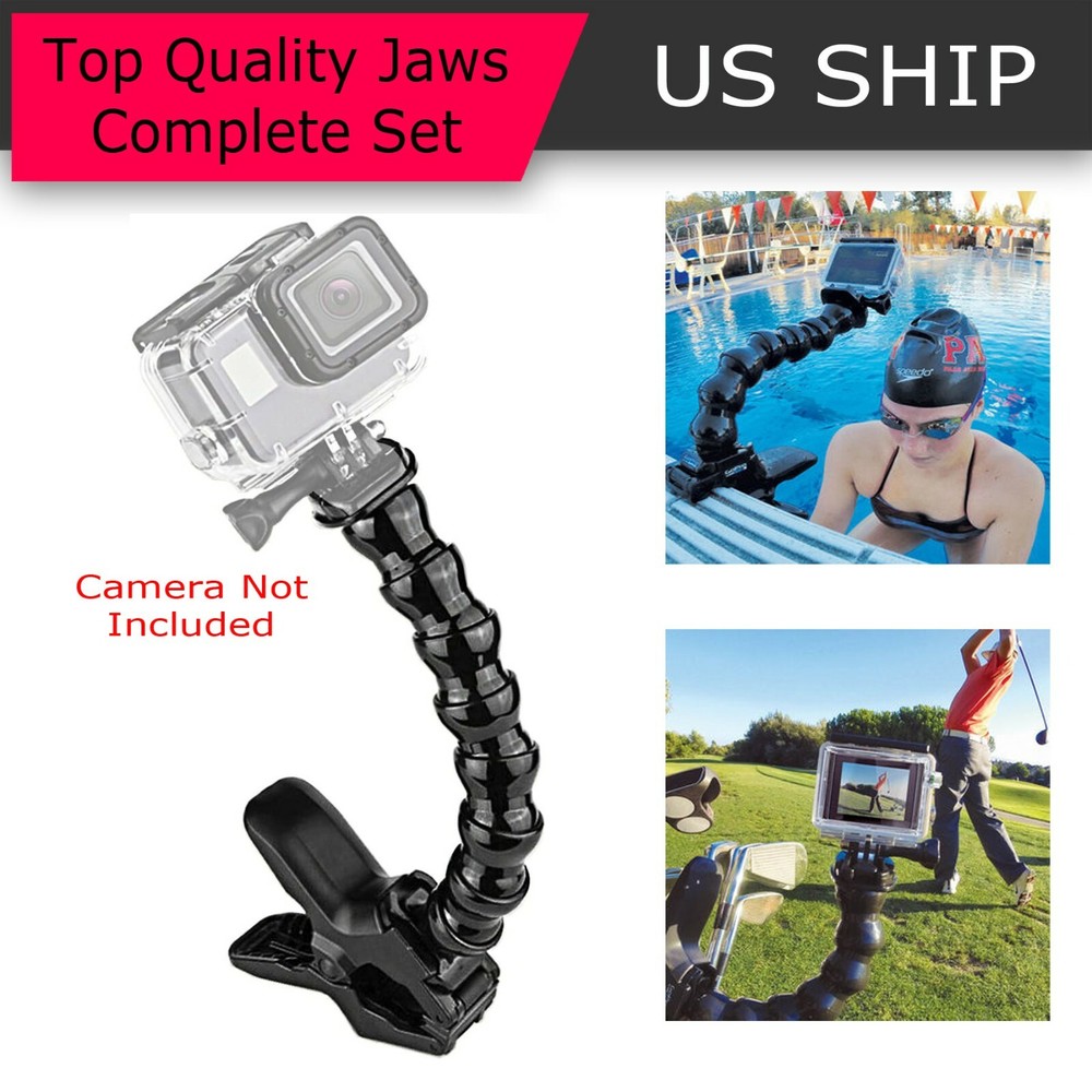 Gopro Camera Accessories Jaws Gooseneck Flex Clamp Mount + Adjustable Neck