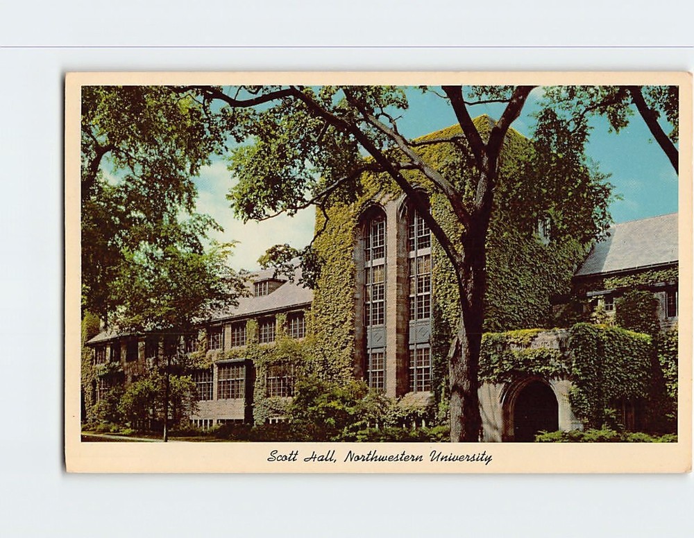 Postcard Scott Hall Northwestern University Evanston Illinois USA