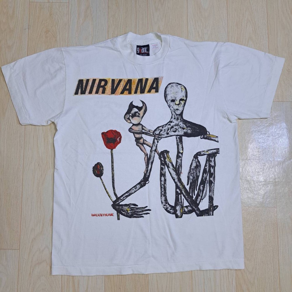 Nirvana t shirt vintage style INCESTICIDE band tour White size L Reprint 077