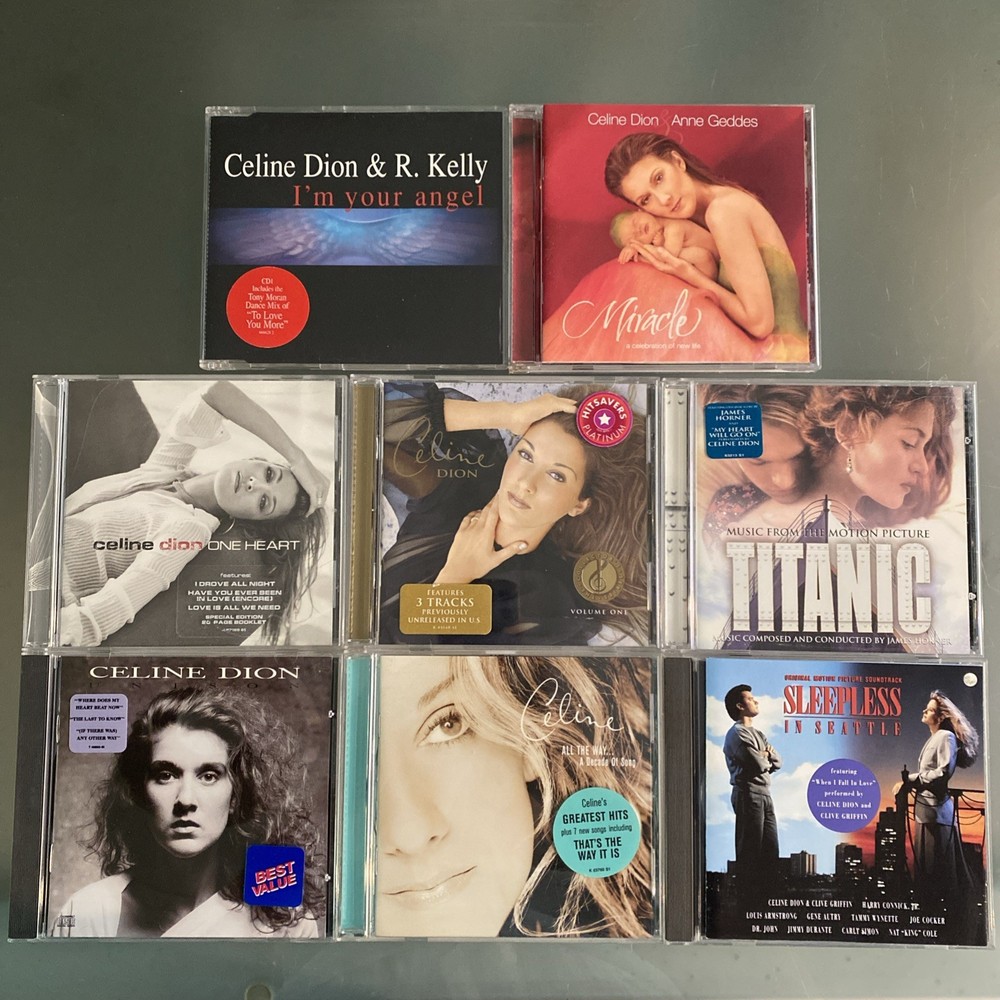 Celine Dion 8 LOT: IMPORT I’m Your Angel, Miracle, Titanic, Unison, Collector’s+