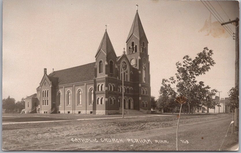 Vintage 1910s PERHAM Minnesota Real Photo RPPC Postcard 