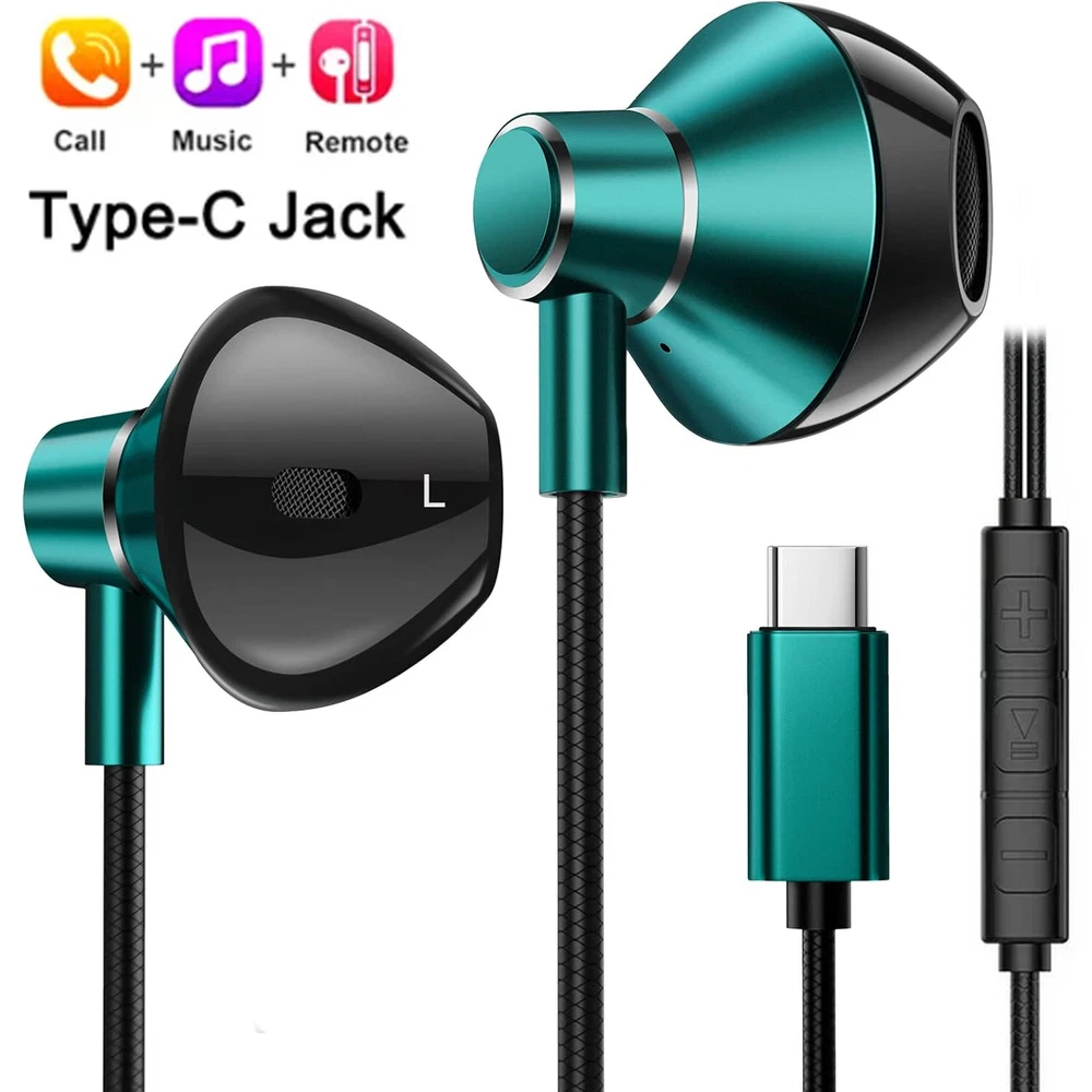 HIFI Bass Stereo Wired Earbuds Headset In-Ear Earphone Headphone MIC 3.5mm USB-C
