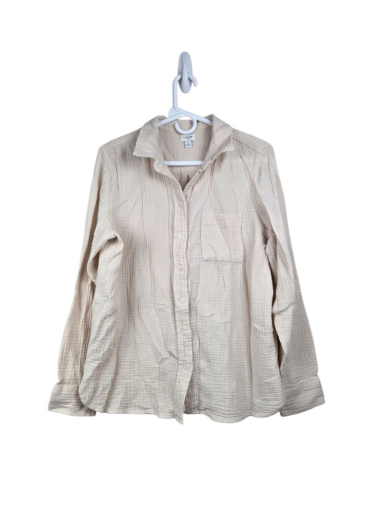 J. Crew Women's Button-Down Shirt Long Sleeve Muslin Cotton Size Large