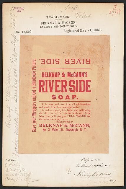 Belknap McCann River Side Soap Trademark Registration 1889 Laundry Toilet Soap