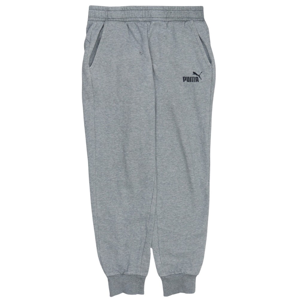 Puma Mens Joggers Grey Elastic Waist Tapered Cuffed Fleece Lounge Sweatpants M