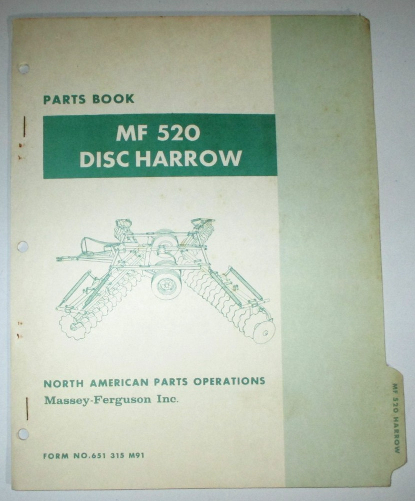 Massey Ferguson MF 520 Disc Harrow Parts Catalog Manual Book 4-71 ORIGINAL!