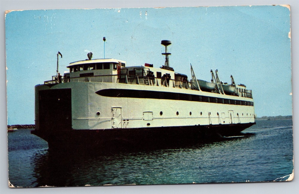 Ferry Islander Passenger Auto Steamship Martha's Vineyard MA C1939 Postcard H4