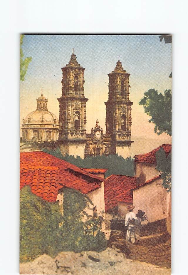 Postcard Taxco Guerrero Mexico Santa Prisca Church Cathedral Vintage View