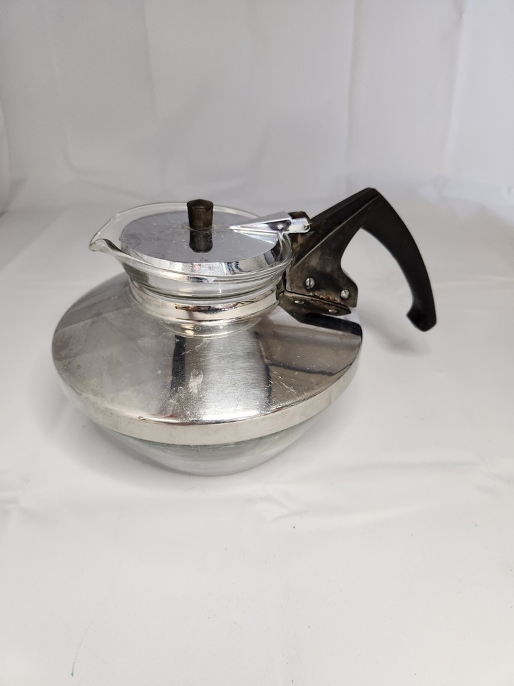 Vtg Pyrex Ware Tea Maker  Glass Stainless/Glass  Tea Infuser MCM