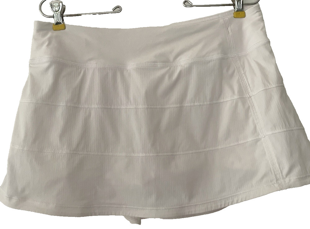 LULULEMON size 8 White Midrise PACE RIVAL Skirt Skort running tennis pickleball