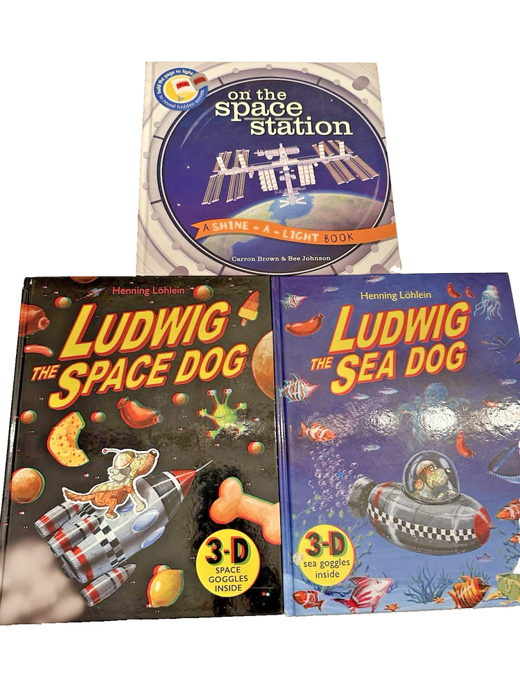 Ludwig Space & Sea Dog 3D Books & On the Space Station Shine-a-Light Set of 3