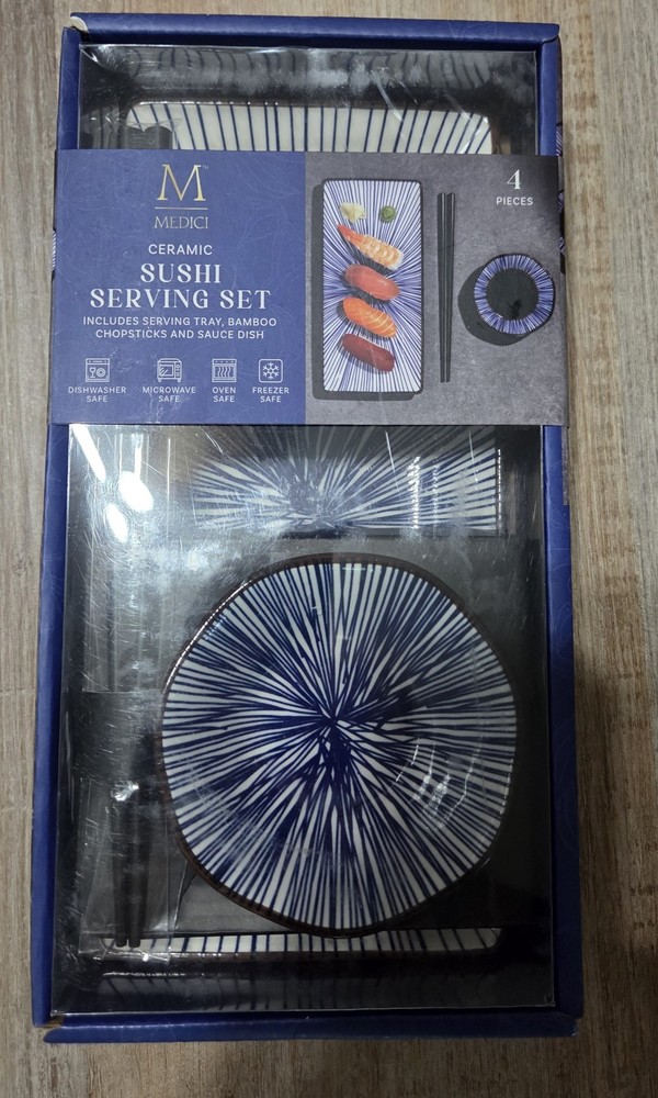 MEDICI 4-Piece Ceramic Sushi Plate Set for Elegant Dining