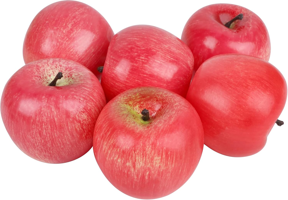 Fake Fruit Artificial Apples, Set of 6 Decorative Fruit Lifelike Faux Apples Rea