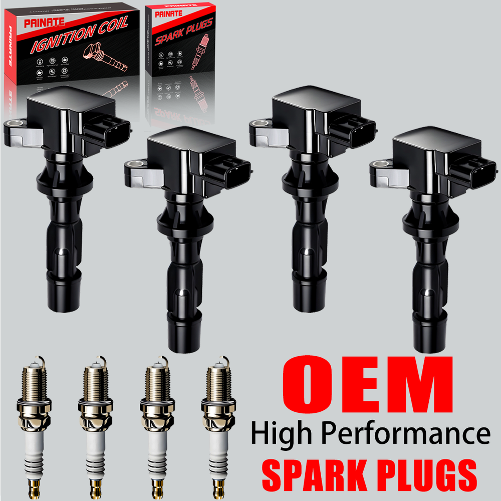 4X OEM Ignition Coil & Iridium Spark Plug For Mazda 3 6 CX-7 MX-5 2.0/2.5L UF540