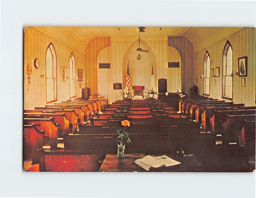 Postcard Interior Little Brown Church in the Vale Nashua Iowa USA