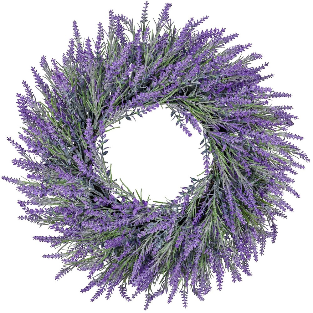 22 Inch Summer Spring Wreaths for Front Door Romance Lavender Wreath, Elegant...
