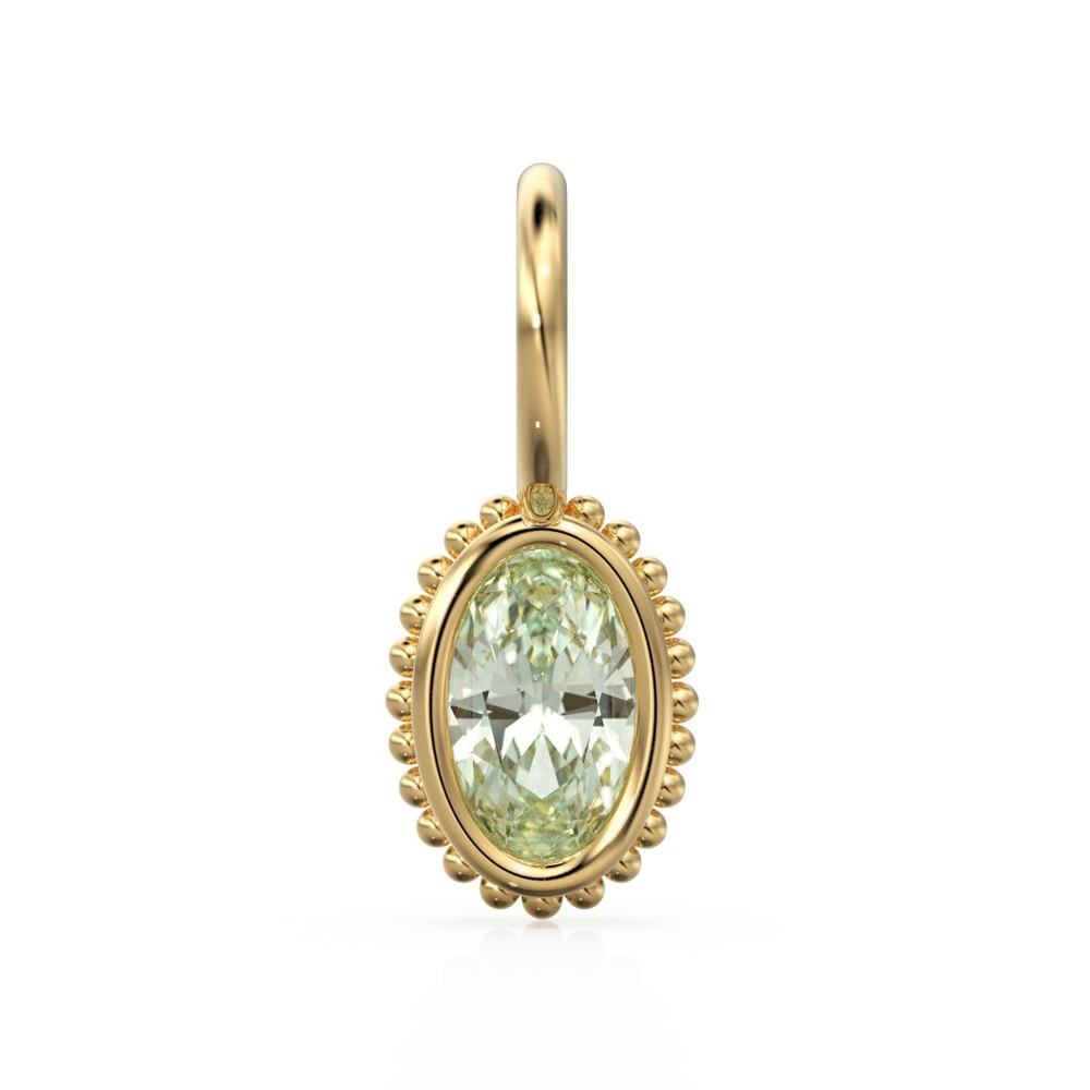 Oval Cut Green Amethyst Pendant 18k Solid Gold February Birthstone Charm Jewelry