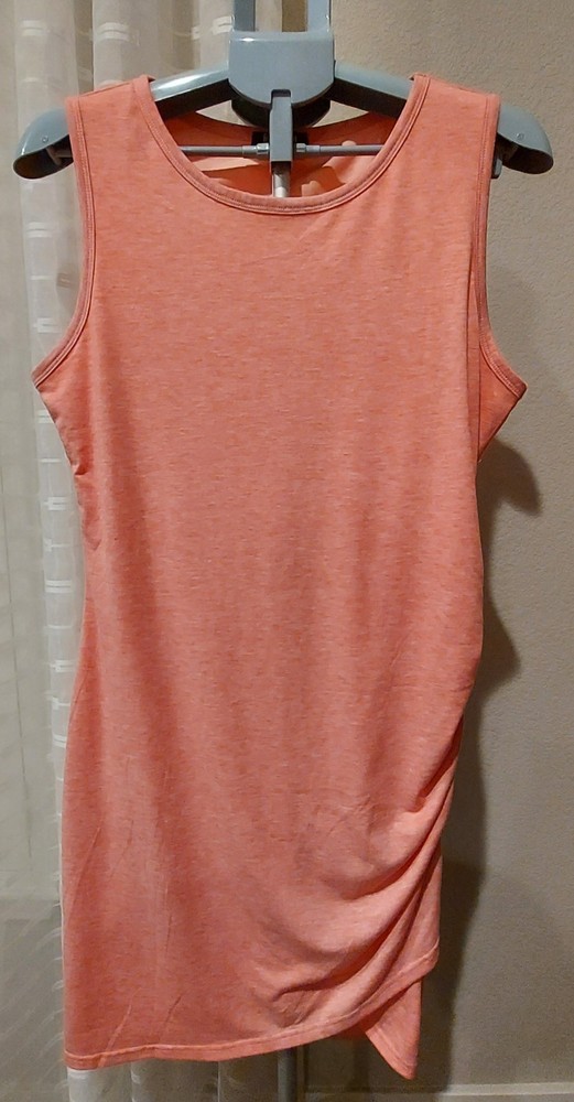 BodyCon Dress BTFBM Women's Large Orange Sleeveless Lined Ruched Side Seam