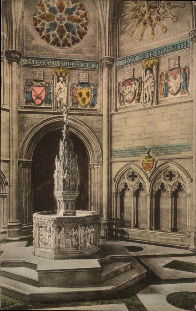 The Cathedral of St John the Divine New York The Baptistry vintage postcard p394