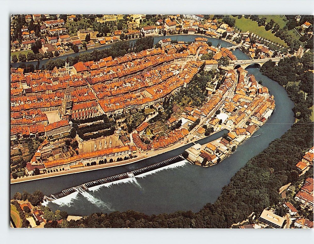 Postcard General View Of The Of Town With Cathedral Bern Switzerland