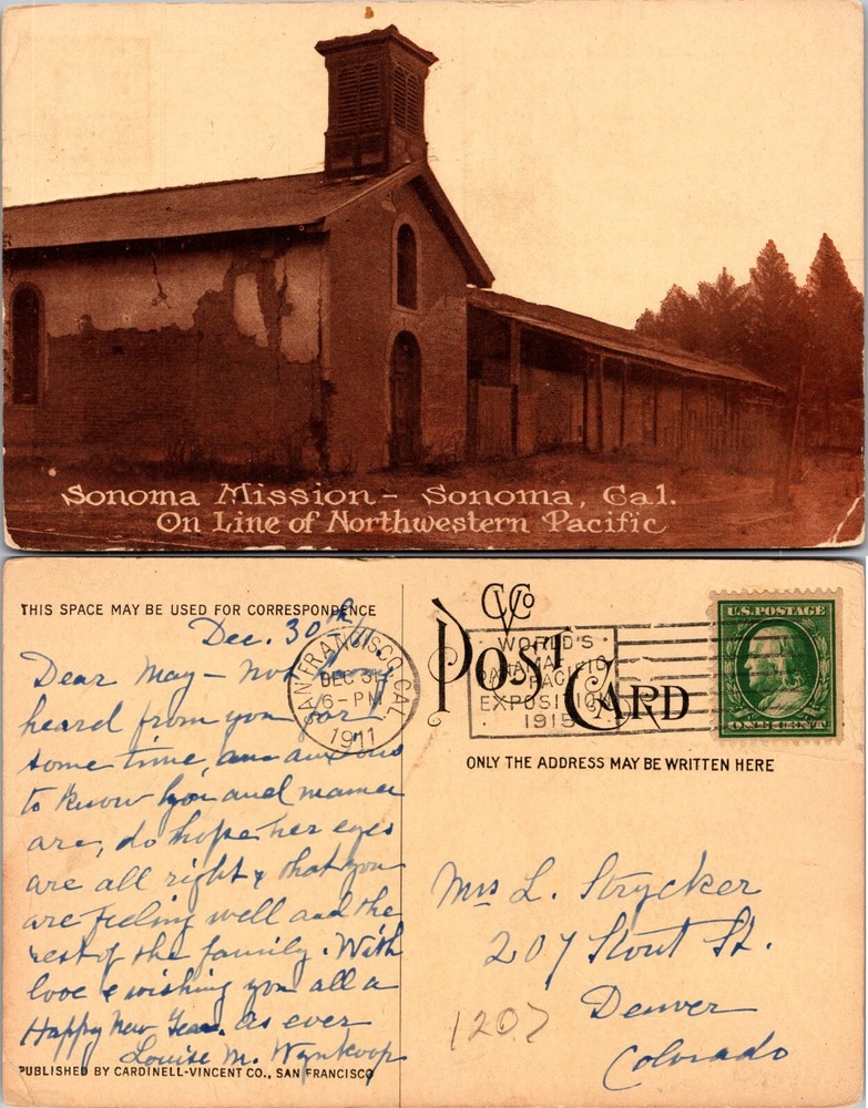 Sonoma Mission Sonoma California Postcard