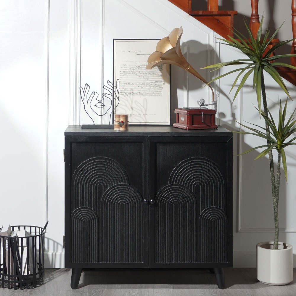 Storage cabinet with two embossed doors and embossed design
