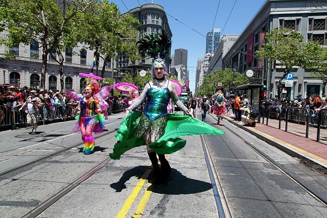 San Francisco California 2012 Gay Pride Parade Costumed Dancers Market Street