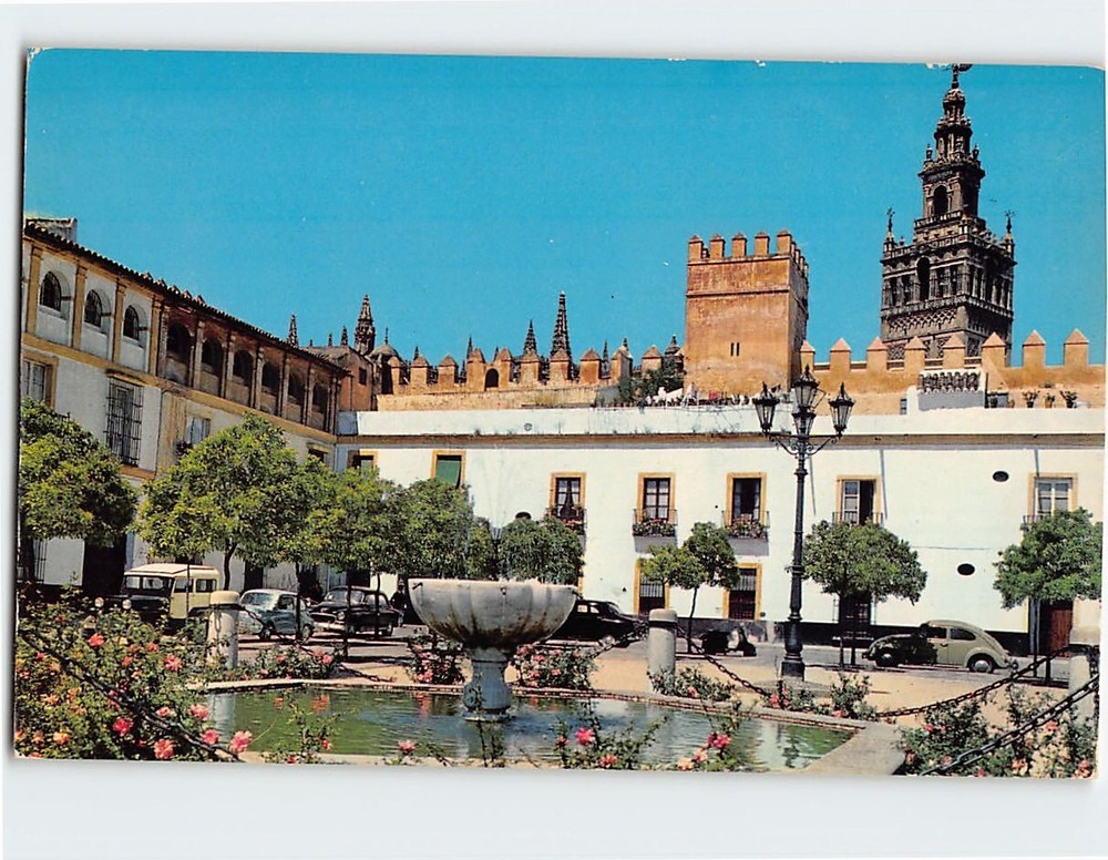 Postcard Patio Banderas Alcazar y Giralda Seville Spain