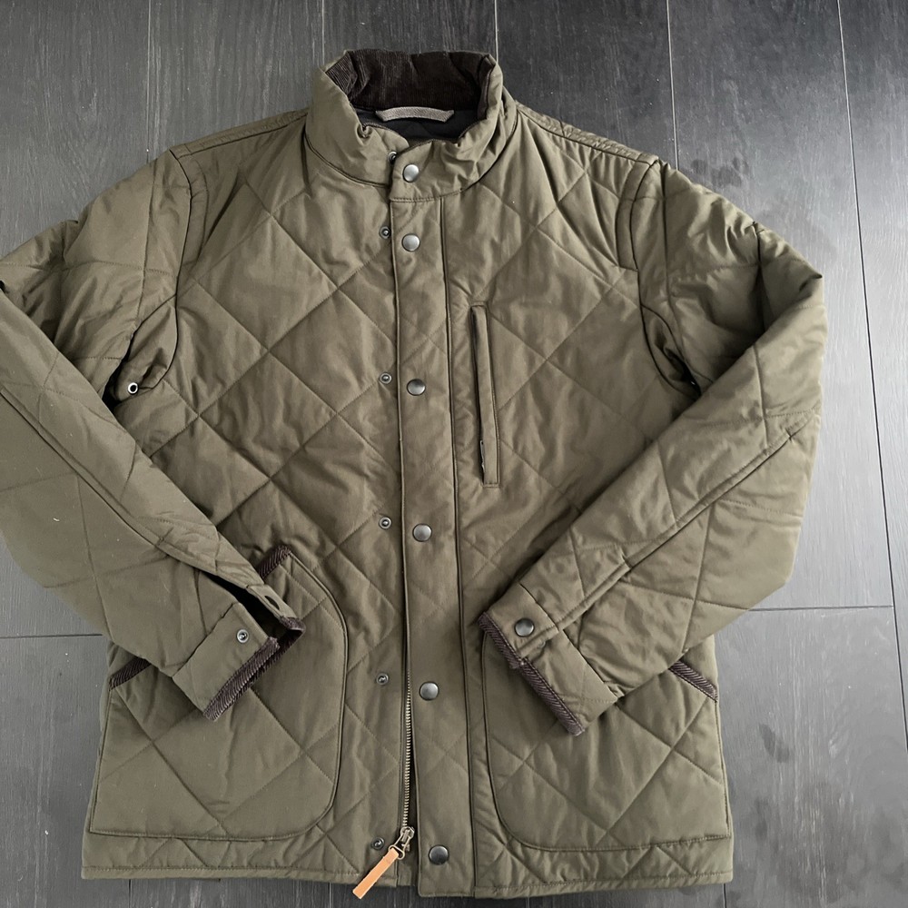 J. Crew Mens Sussex Quilted Olive/ Green Jacket Size Small PrimaLoft Military