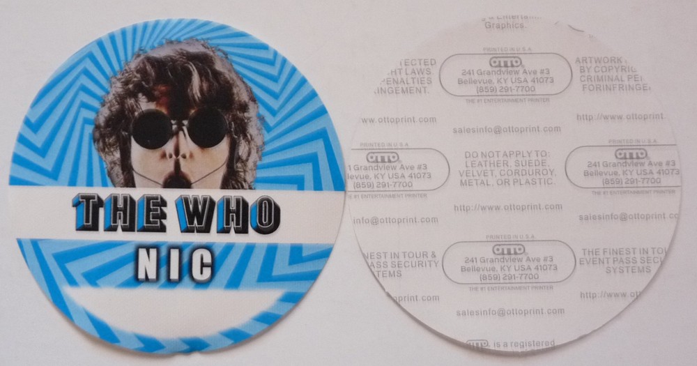 The Who Blue NIC Concert Tour Backstage Pass D15