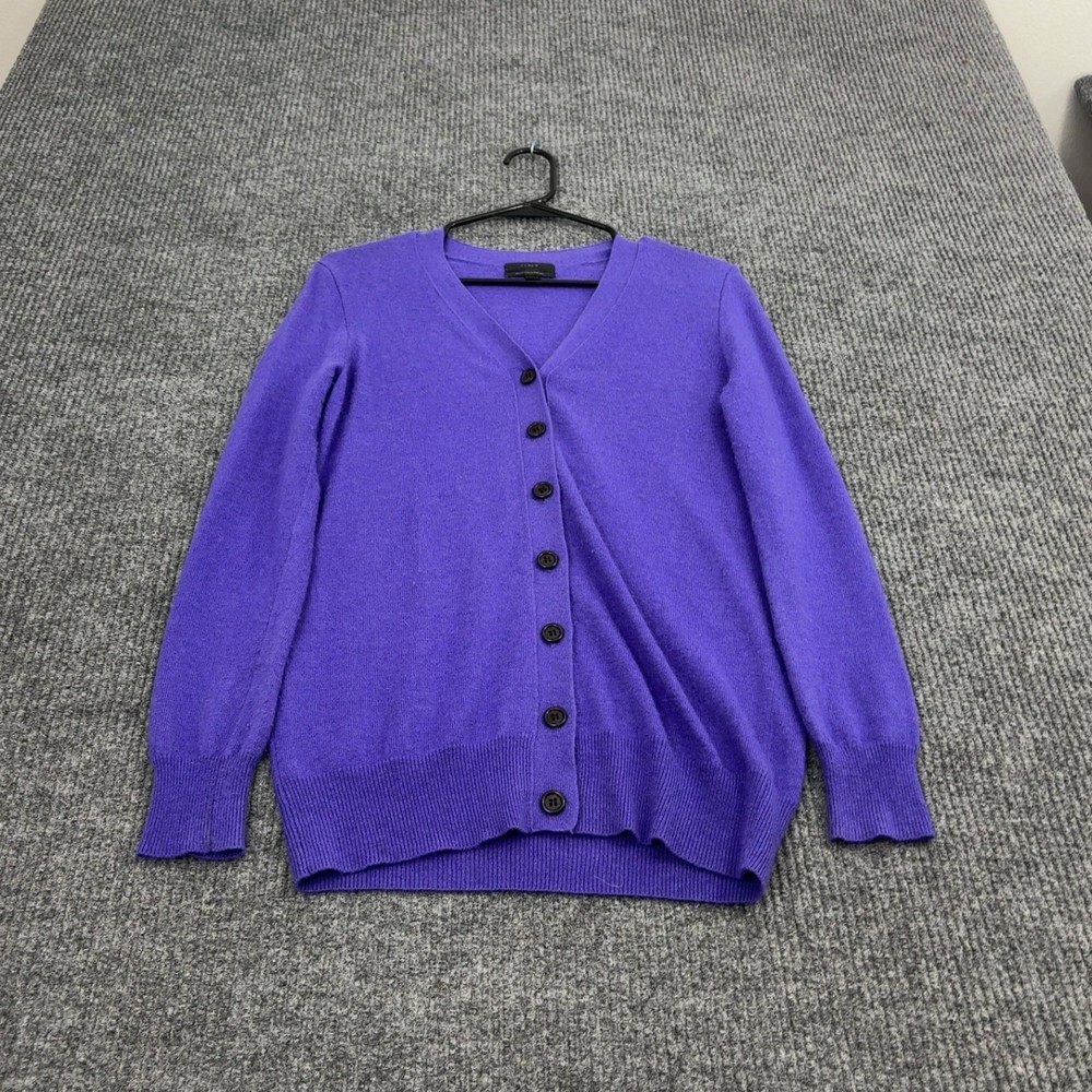 J Crew Cardigan Womens XS Purple Wool Cashmere V Neck Button Up Classic Style