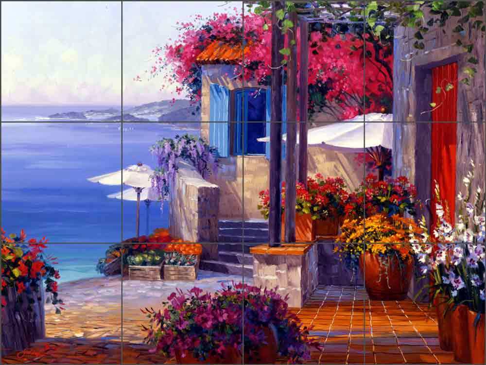 Mediterranean Tile Backsplash Mikki Senkarik Seascape Art Ceramic Mural MSA006