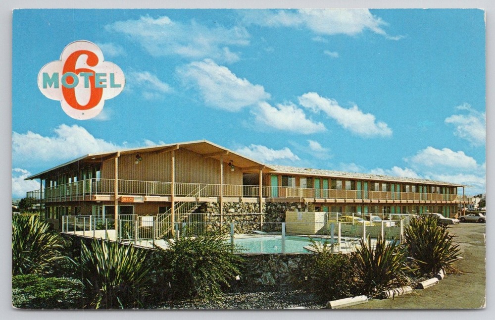 Motel 6 Sunnyvale CA Vintage Postcard 1970s Sambo's Restaurant Pool