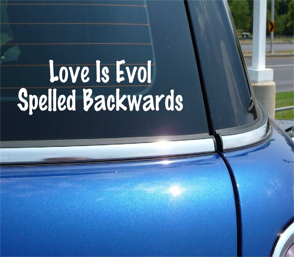 Funny LOVE IS EVOL Decal Sticker for Car Truck Relationship Humor