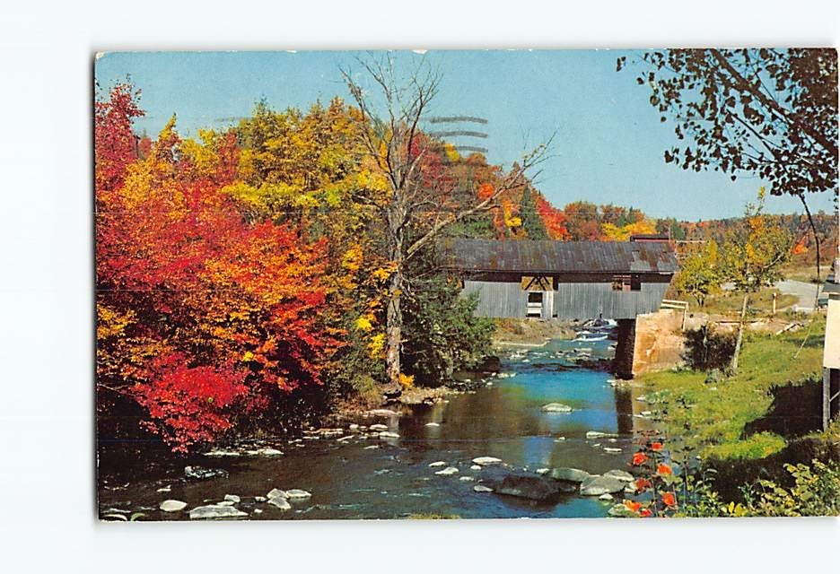 Postcard Old Covered Bridge Johnson Vermont USA North America
