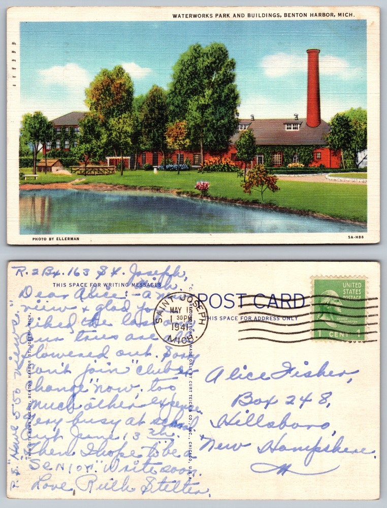 Waterworks Park Buildings Benton Harbor Mich Postcard